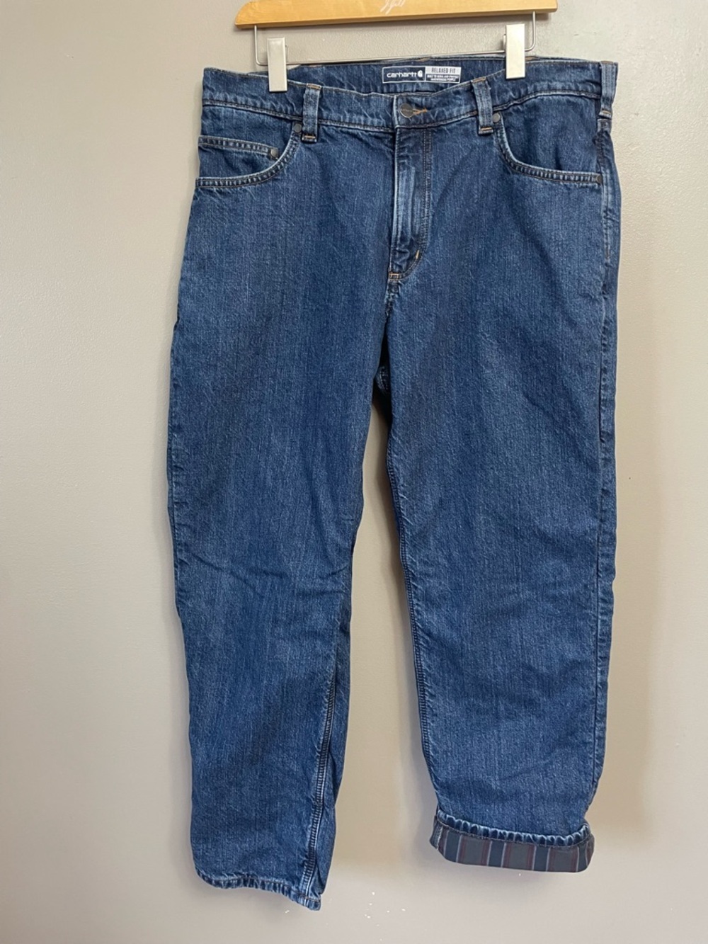 Carhartt Relaxed Fit Flannel Lined Jeans Work Utility Pants 36x30